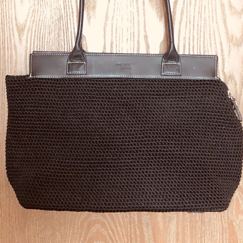 The Sak Elliott Luca Black Crochet And leather Handbag